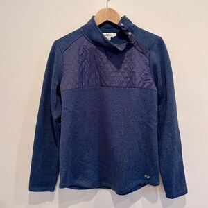 Vineyard Vines Women's Navy Diagonal Snap Button Quilted Knit Pullover Size M